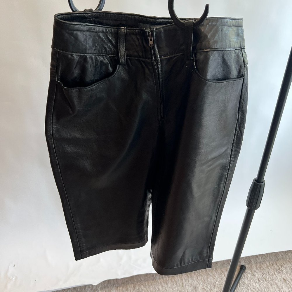 Banana Republic Real Genuine Leather Mid-Waist Cutoff Shorts, size 0